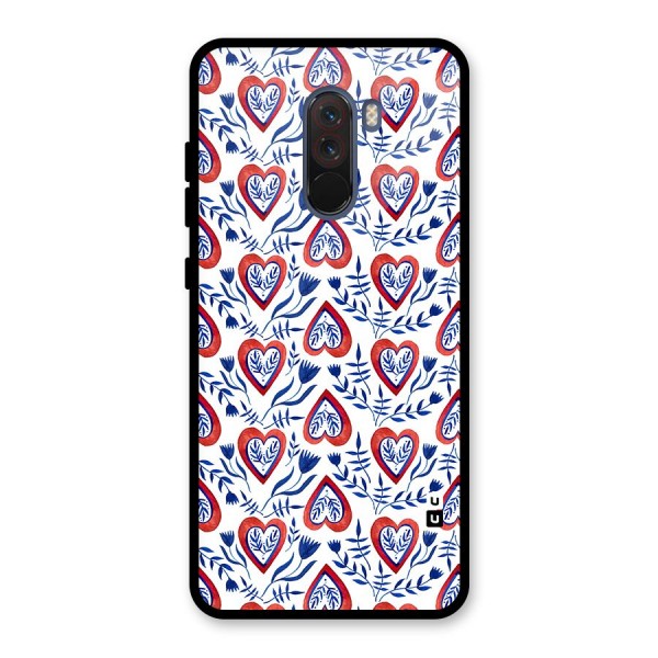 Wrapping Hearts Pattern Glass Back Case for Poco F1