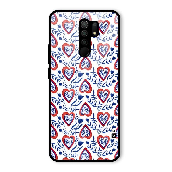 Wrapping Hearts Pattern Glass Back Case for Redmi 9 Prime