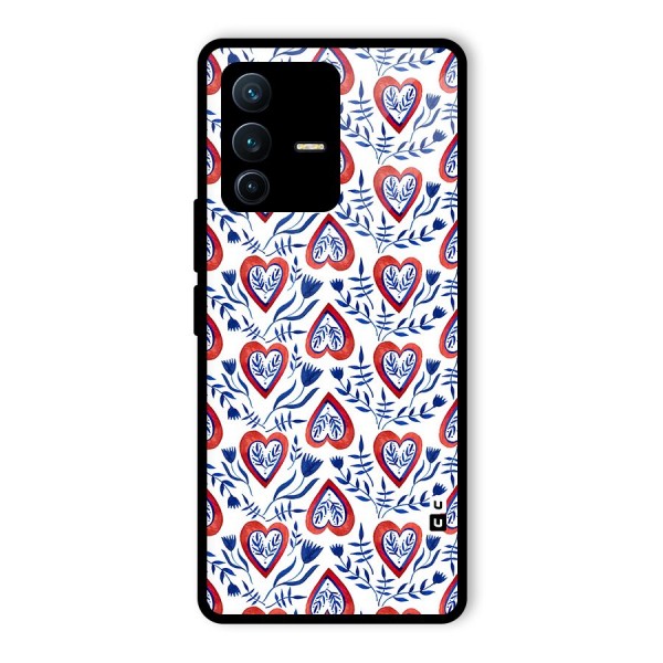 Wrapping Hearts Pattern Glass Back Case for Vivo V23 Pro