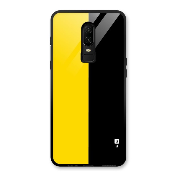 Yellow Black Super Minimalistic Glass Back Case for OnePlus 6
