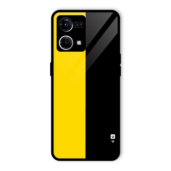 Yellow Black Super Minimalistic Glass Back Case for Oppo F21 Pro 4G