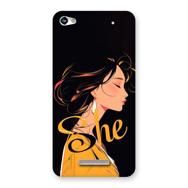 Yellow Lady Back Case for Canvas Hue 2 A316