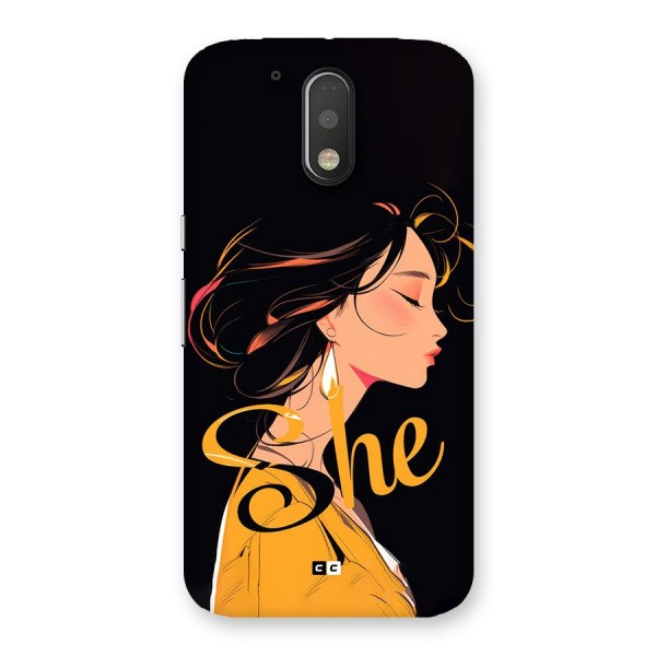 Yellow Lady Back Case for Moto G4 Plus