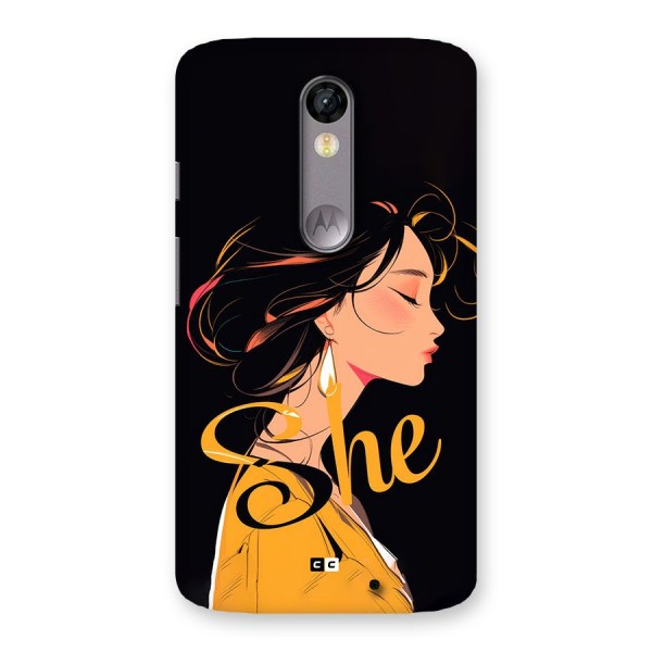 Yellow Lady Back Case for Moto X Force