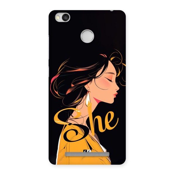 Yellow Lady Back Case for Redmi 3S Prime