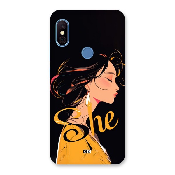 Yellow Lady Back Case for Redmi Note 6 Pro