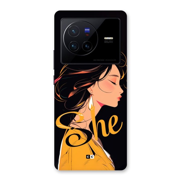 Yellow Lady Back Case for Vivo X80