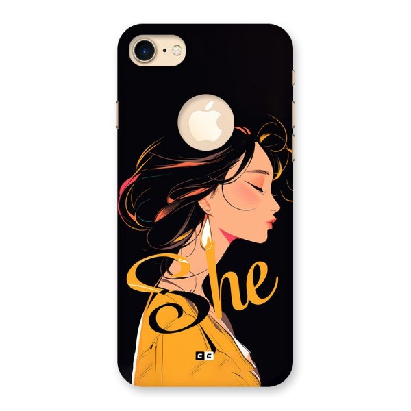 Yellow Lady Back Case for iPhone 8 Logo Cut