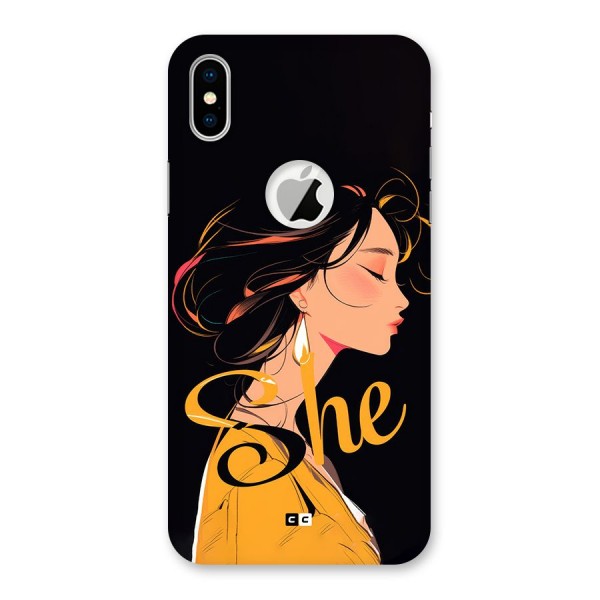 Yellow Lady Back Case for iPhone XS Logo Cut