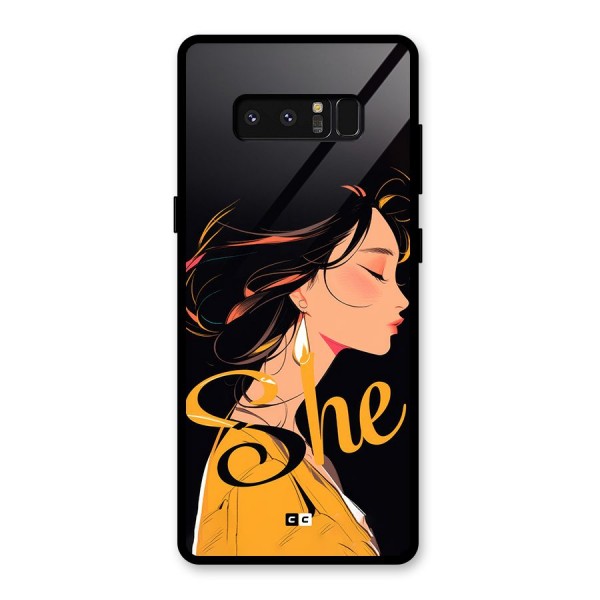 Yellow Lady Glass Back Case for Galaxy Note 8