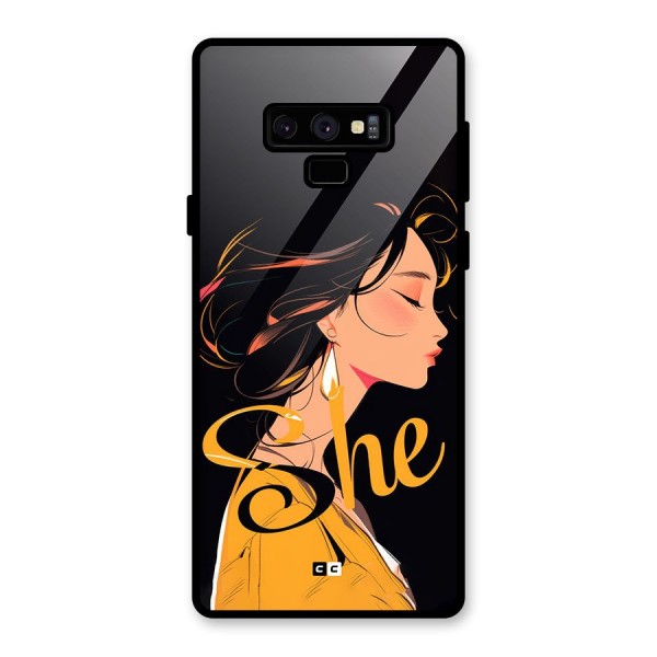 Yellow Lady Glass Back Case for Galaxy Note 9