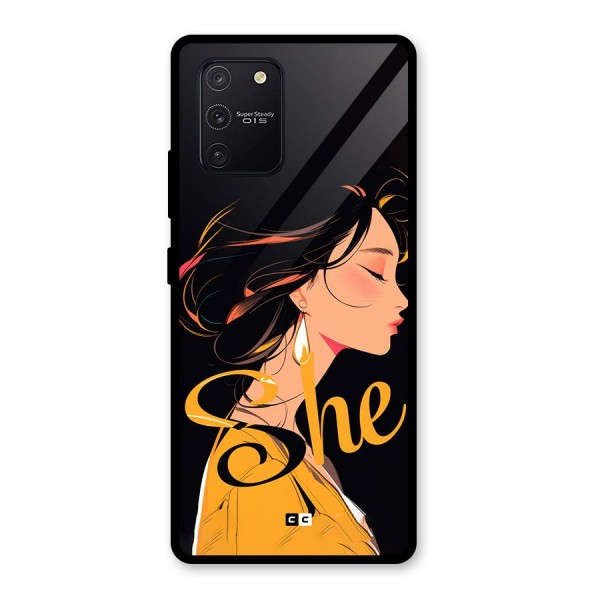 Yellow Lady Glass Back Case for Galaxy S10 Lite