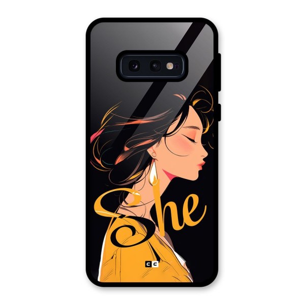 Yellow Lady Glass Back Case for Galaxy S10e