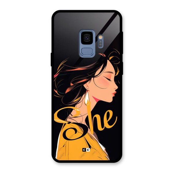 Yellow Lady Glass Back Case for Galaxy S9