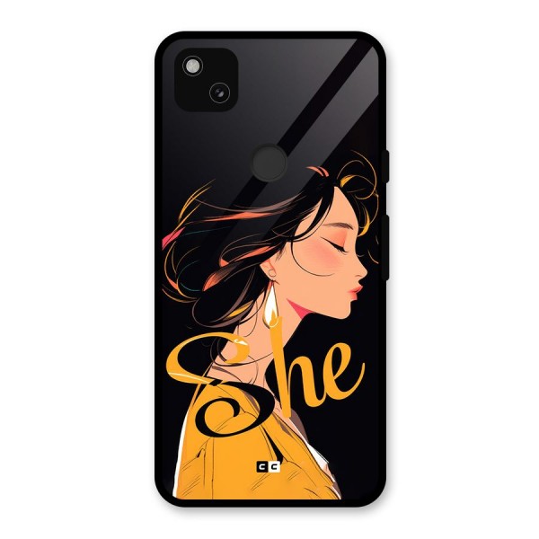 Yellow Lady Glass Back Case for Google Pixel 4a