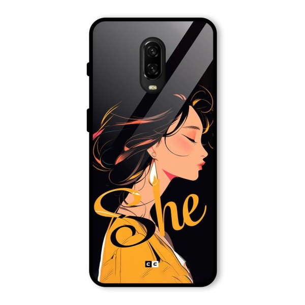 Yellow Lady Glass Back Case for OnePlus 6T