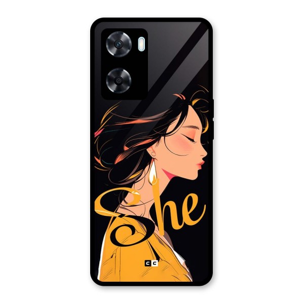 Yellow Lady Glass Back Case for Oppo A77