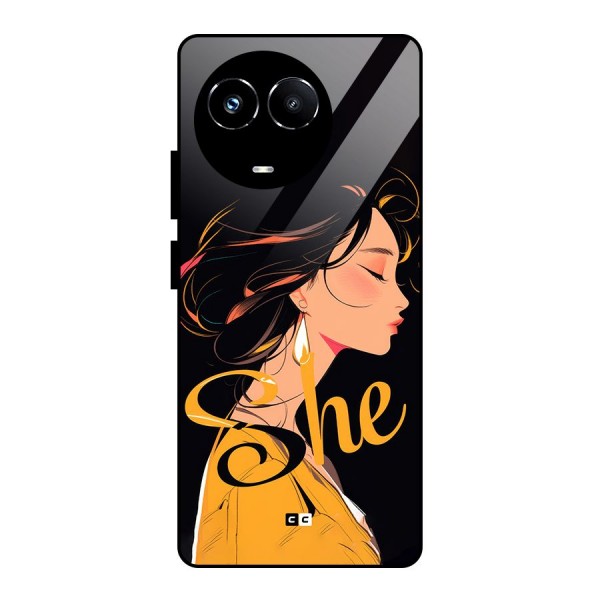 Yellow Lady Glass Back Case for Realme 11X