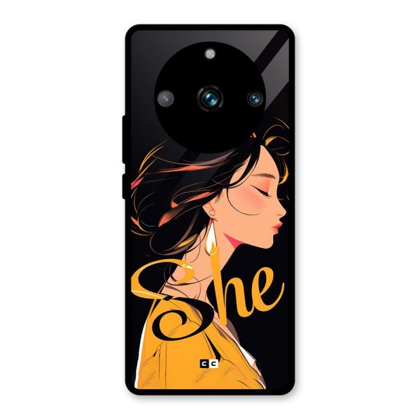 Yellow Lady Glass Back Case for Realme 11 Pro