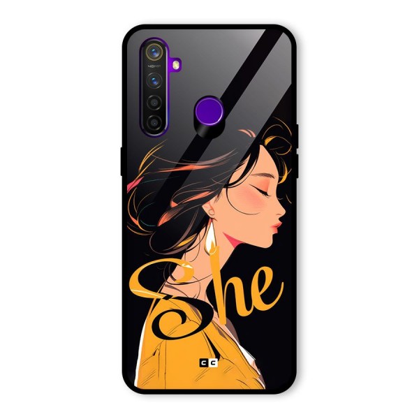 Yellow Lady Glass Back Case for Realme 5 Pro