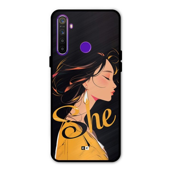 Yellow Lady Glass Back Case for Realme 5s