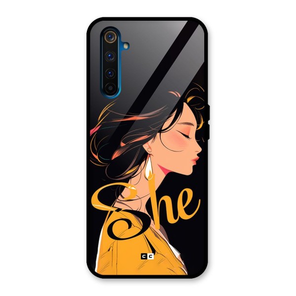 Yellow Lady Glass Back Case for Realme 6 Pro