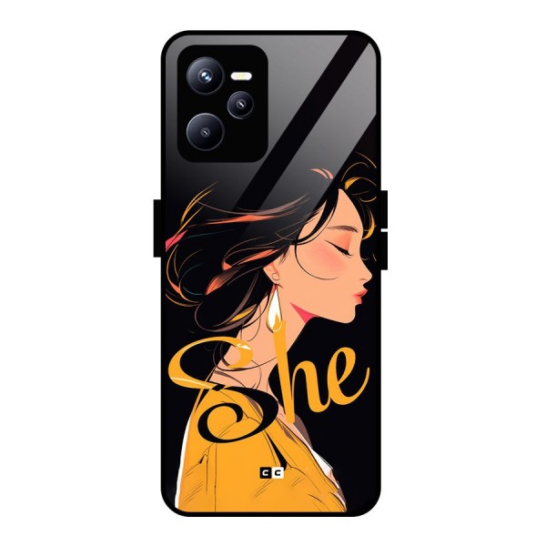 Yellow Lady Glass Back Case for Realme C35