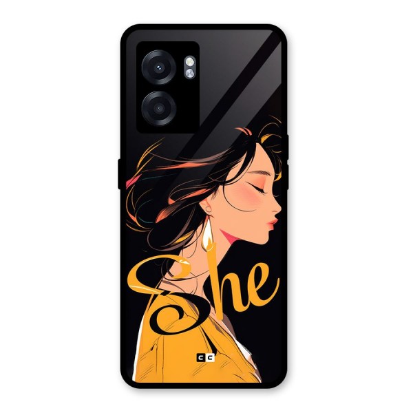 Yellow Lady Glass Back Case for Realme Narzo 50 5G