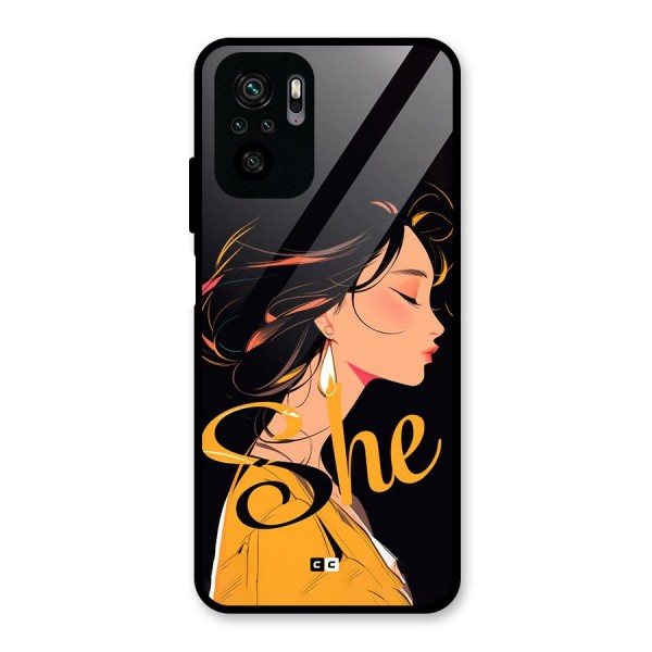 Yellow Lady Glass Back Case for Redmi Note 10S