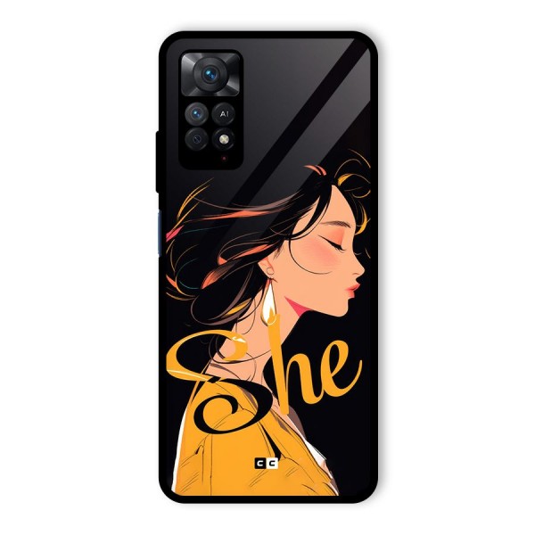 Yellow Lady Glass Back Case for Redmi Note 11 Pro