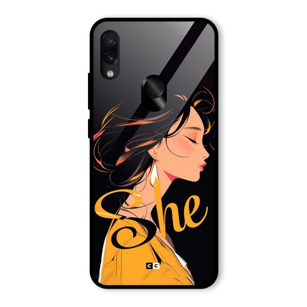 Yellow Lady Glass Back Case for Redmi Note 7S