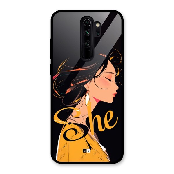 Yellow Lady Glass Back Case for Redmi Note 8 Pro