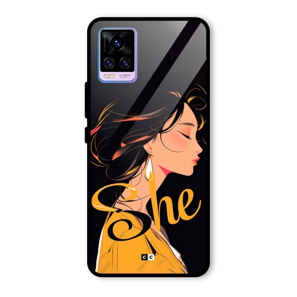 Yellow Lady Glass Back Case for Vivo V20 Pro