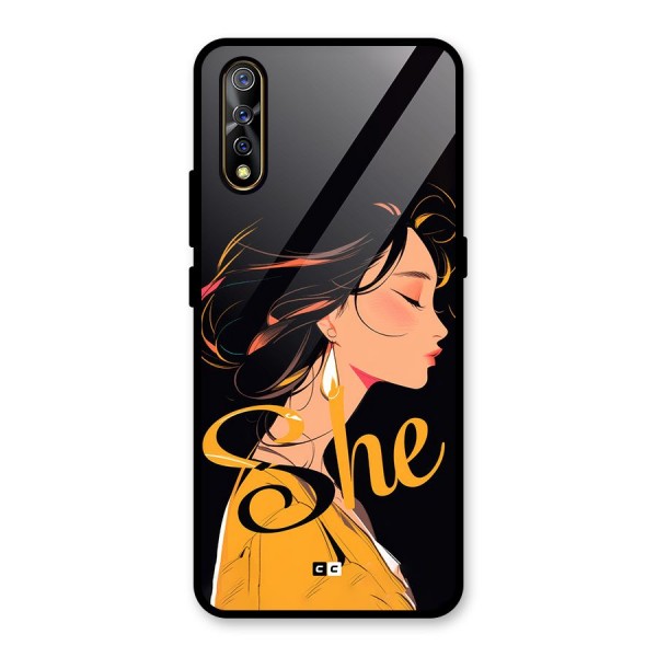 Yellow Lady Glass Back Case for Vivo Z1x