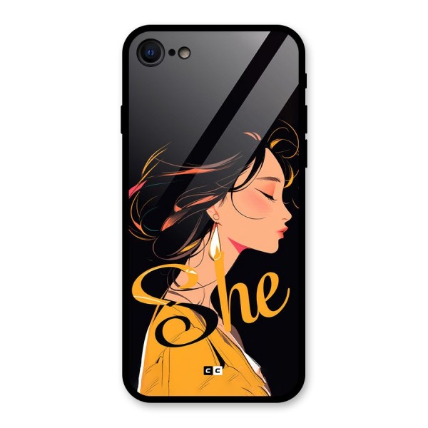 Yellow Lady Glass Back Case for iPhone 8