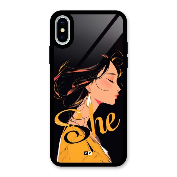 Yellow Lady Glass Back Case for iPhone X