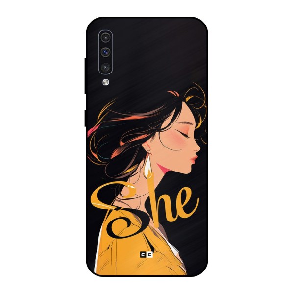 Yellow Lady Metal Back Case for Galaxy A50