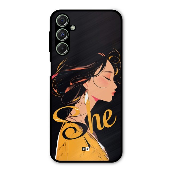 Yellow Lady Metal Back Case for Galaxy F34