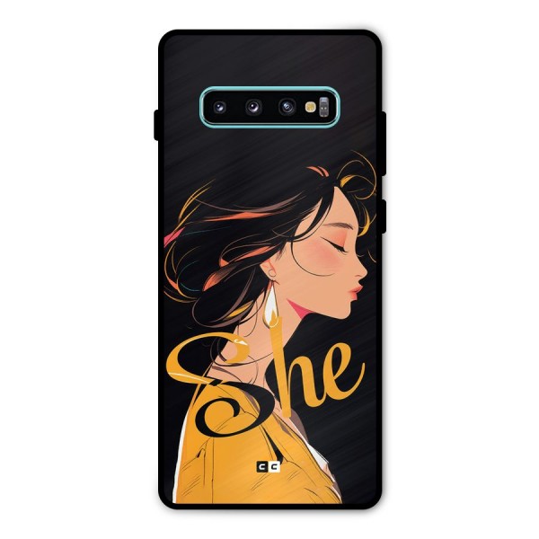 Yellow Lady Metal Back Case for Galaxy S10 Plus