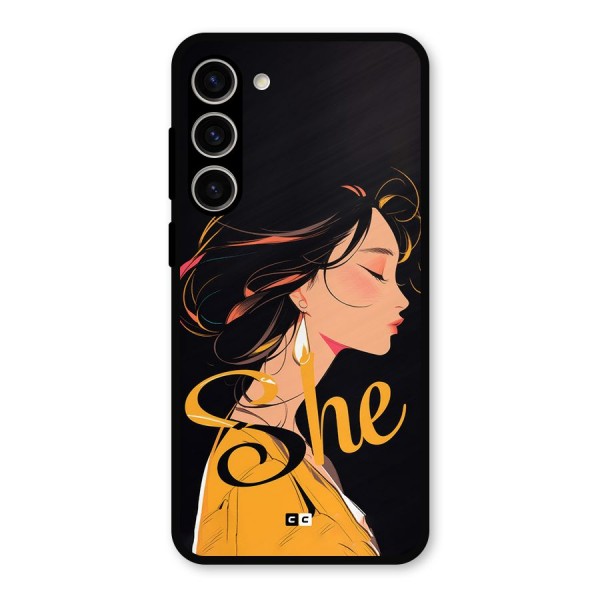 Yellow Lady Metal Back Case for Galaxy S23 Plus