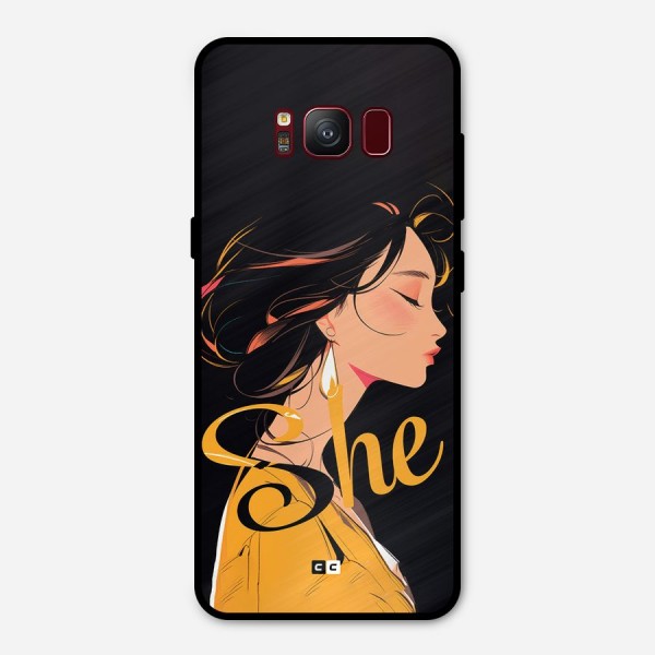 Yellow Lady Metal Back Case for Galaxy S8