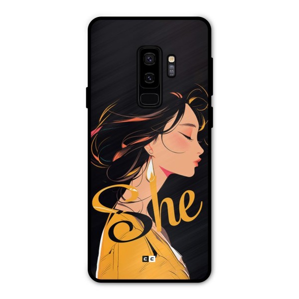 Yellow Lady Metal Back Case for Galaxy S9 Plus