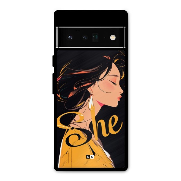 Yellow Lady Metal Back Case for Google Pixel 6 Pro