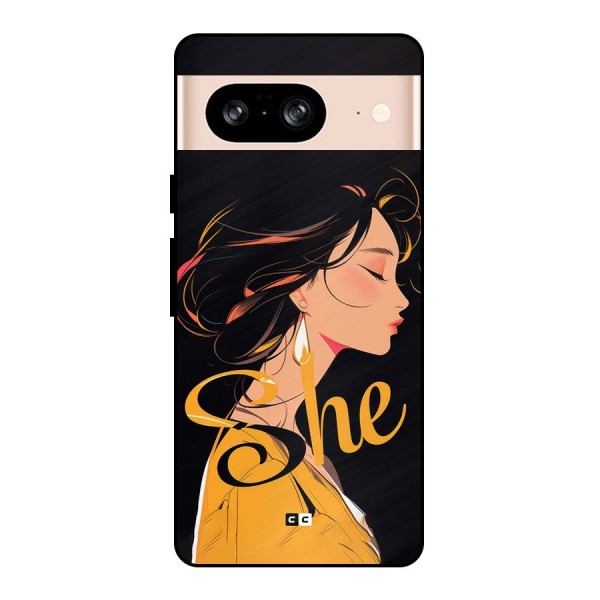 Yellow Lady Metal Back Case for Google Pixel 8