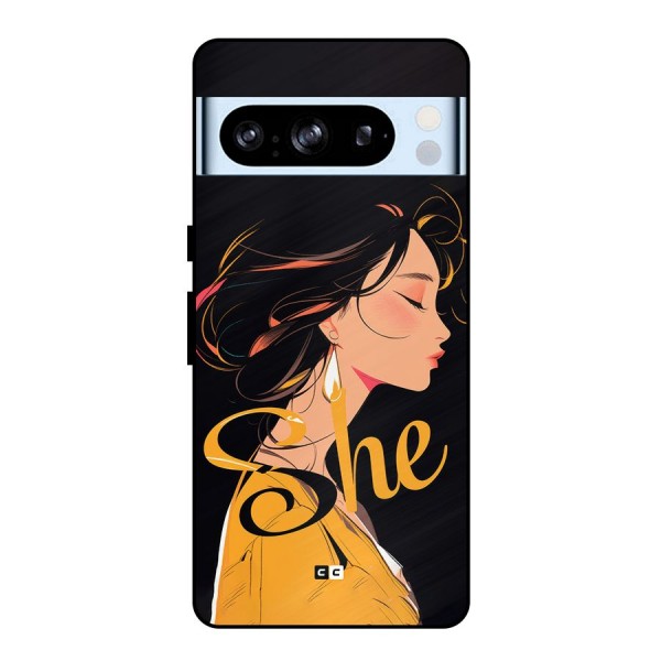 Yellow Lady Metal Back Case for Google Pixel 8 Pro