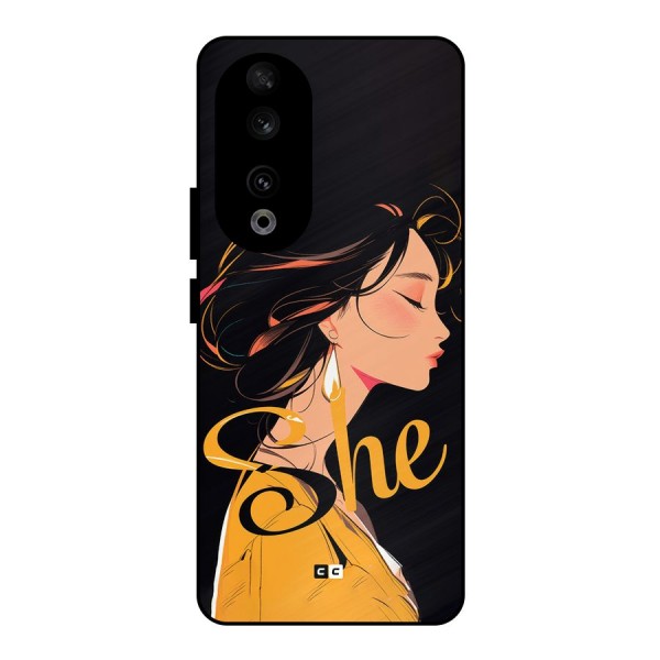 Yellow Lady Metal Back Case for Honor 90