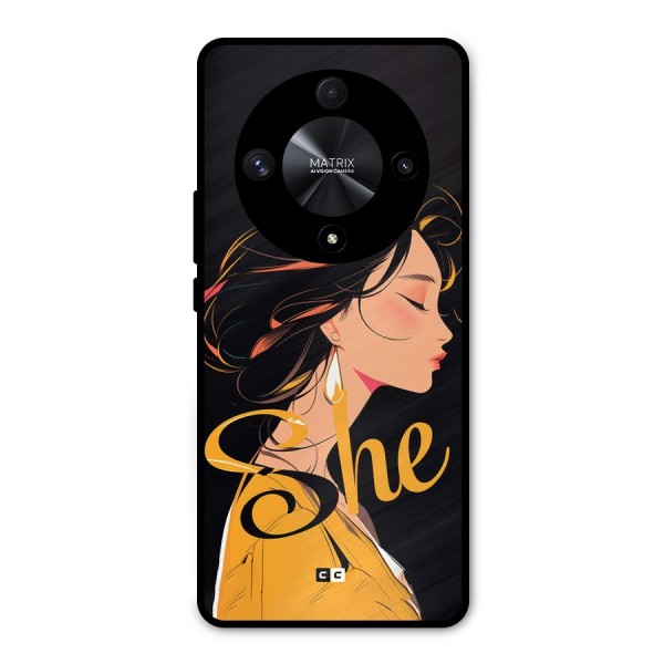 Yellow Lady Metal Back Case for Honor X9b