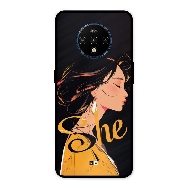 Yellow Lady Metal Back Case for OnePlus 7T