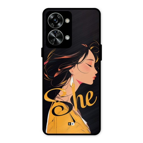 Yellow Lady Metal Back Case for OnePlus Nord 2T