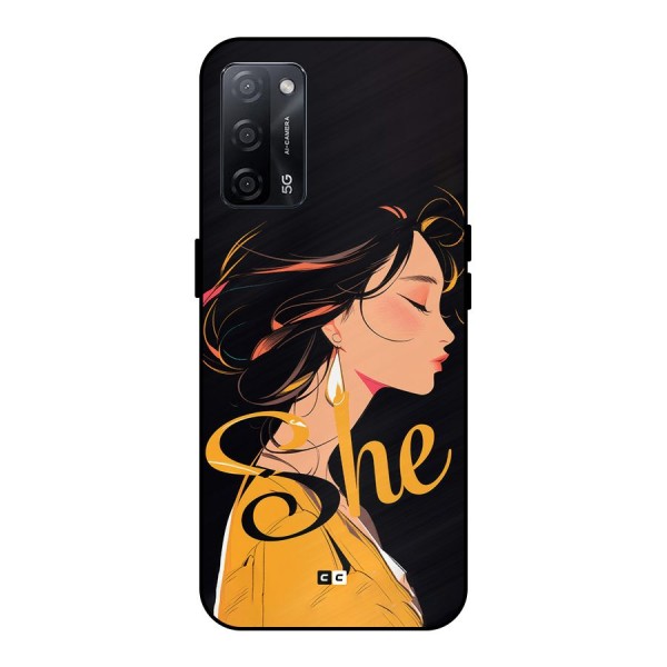 Yellow Lady Metal Back Case for Oppo A53s 5G